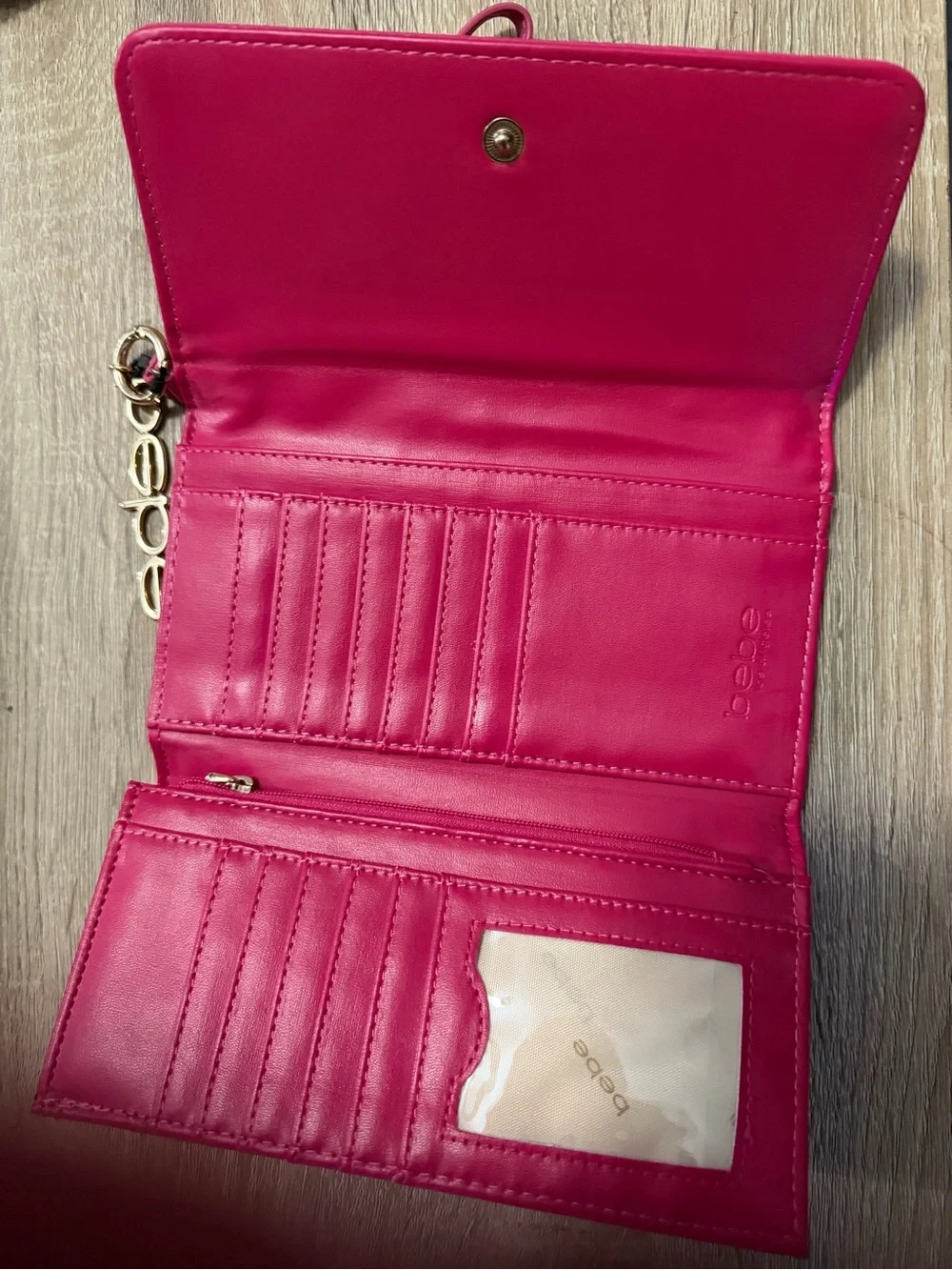 bebe Hot Pink Embossed Wristlet Clutch